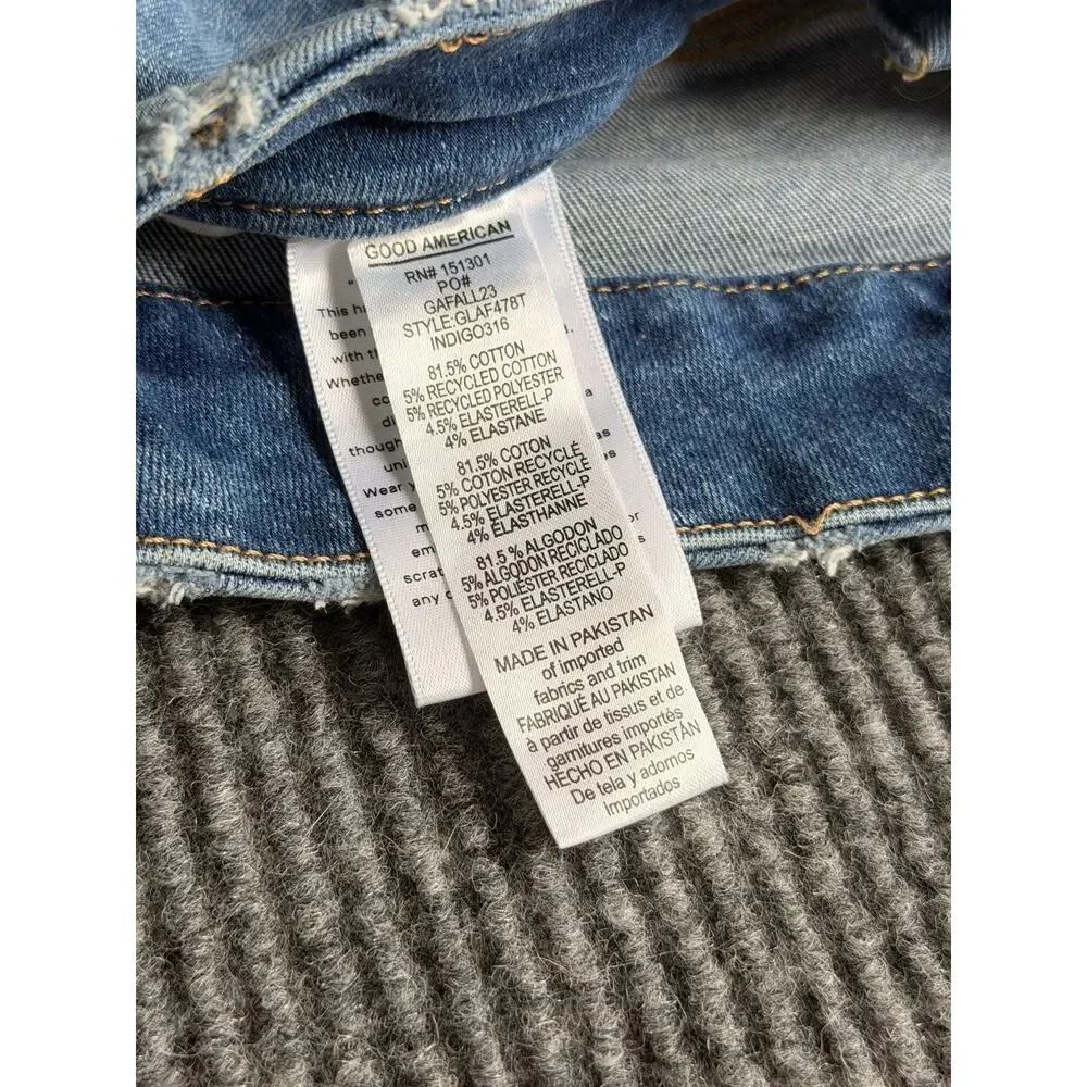 GOOD AMERICAN Always Fits Good Legs Straight Jeans 6-12 Indigo 316 Stretch